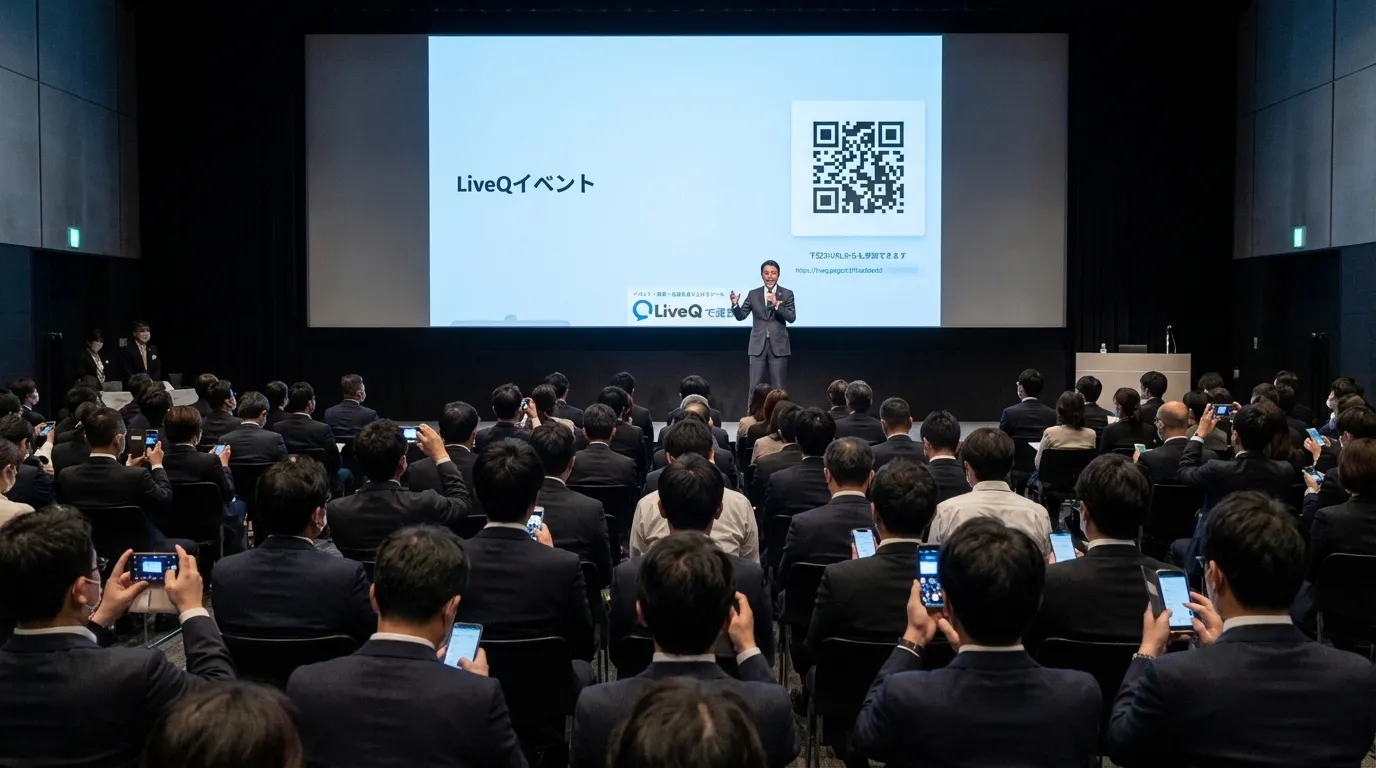 株主総会でLiveQを使っている株主と企業担当者のイメージ