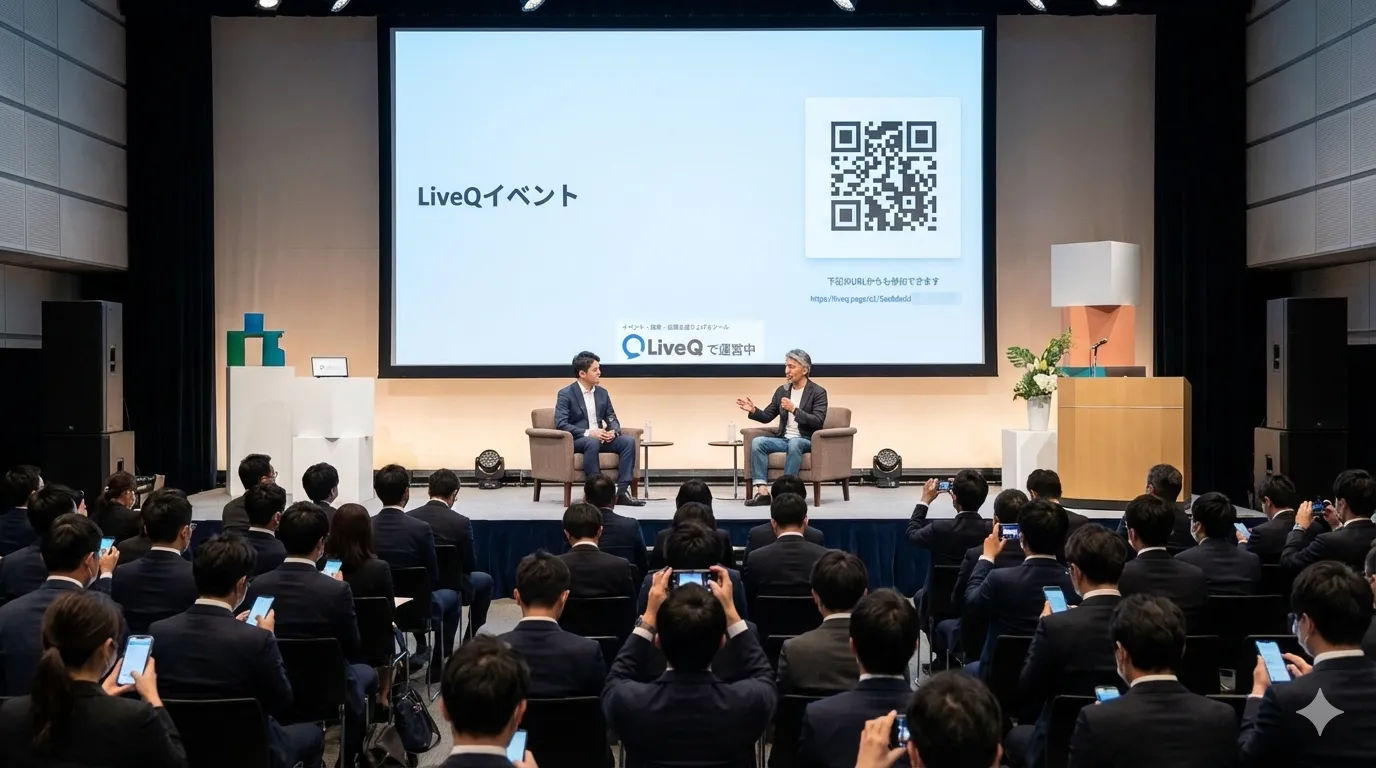 在展覽攤位使用 LiveQ 的示意圖